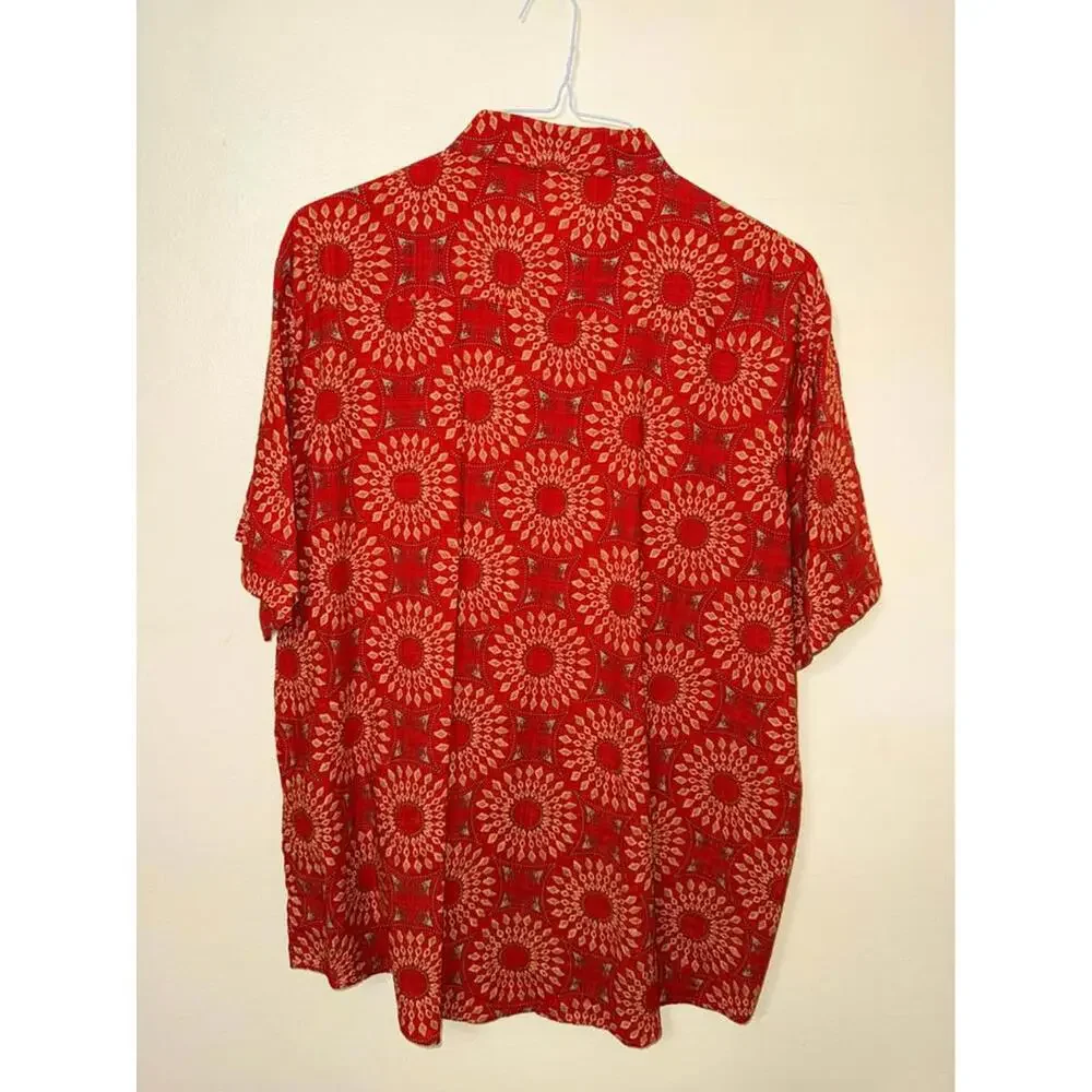 Vatpave Red Patterned Button Up Shirt XL - Picture 4 of 6